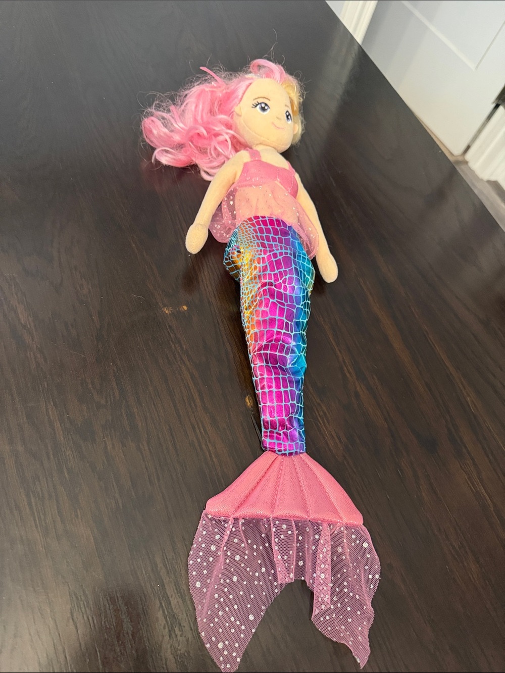 Aurora Pink Iridescent Multi-Color Mermaid Plush Doll